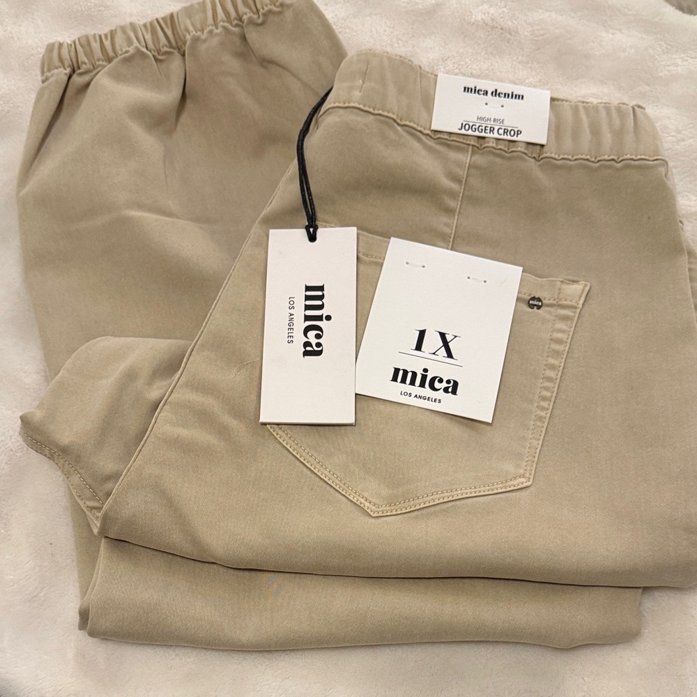 Mica Denim Beige Jogger Crop Pants